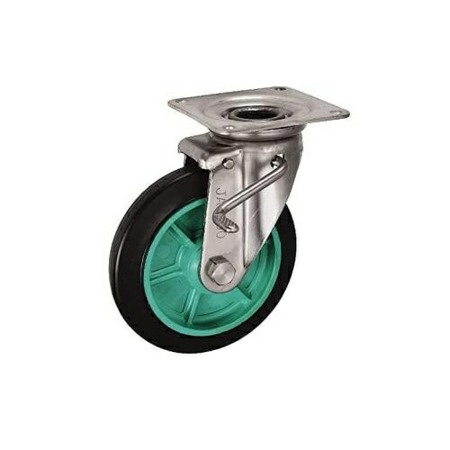 【ポイント5倍】【直送品】 岐阜産研工業 (ウカイ) φ200ステンレス製ストッパー付旋回キャスター PNAJAB-200 ゴム 【送料別】