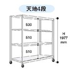 【代引不可】 山金工業 ヤマテック 中量ラック 150kg/段 移動式 3SC6562-4G 【メーカー直送品】