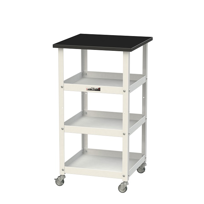 【ポイント10倍】【直送品】 山金工業 天板付きラボワゴン 棚板3枚仕様 LKTCM-4545T3BKW｜道具屋さん店