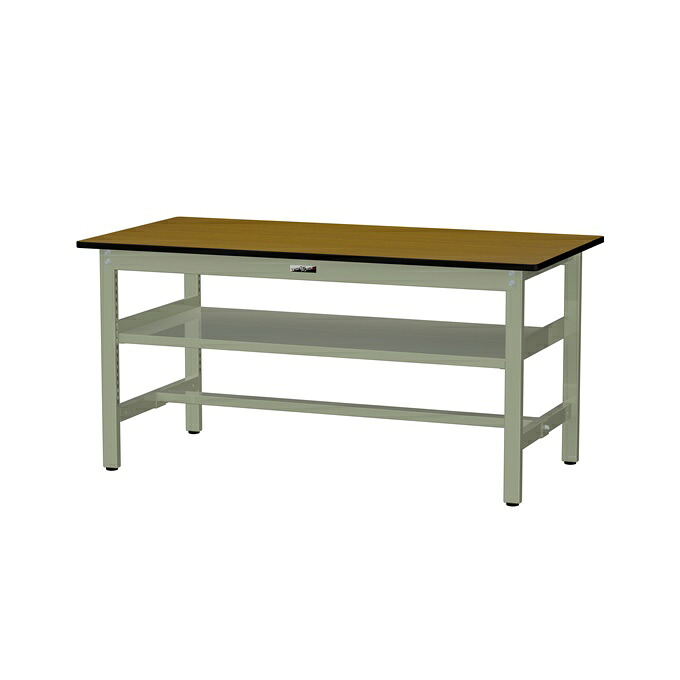 【直送品】 山金工業 ワークテーブル 固定式 中間棚付 SWP-1575S2-MG 【大型】