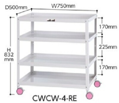 【直送品】 山金工業 色彩ワゴン CWCW-4-RE (チェリーピンク) 【大型】|道具屋さん店