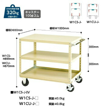 【直送品】 山金工業 ワゴン W1CS-J-IV 【大型】｜道具屋さん店 48,708円