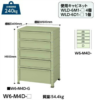 【ポイント10倍】【直送品】 山金工業 ワゴン W6-M4D-G 【大型】