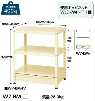 【ポイント5倍】【直送品】 山金工業 ワゴン W7-BM-IV 【大型】｜道具屋さん店