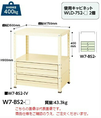 【直送品】 山金工業 ワゴン W7-BS2-G 【大型】｜道具屋さん店