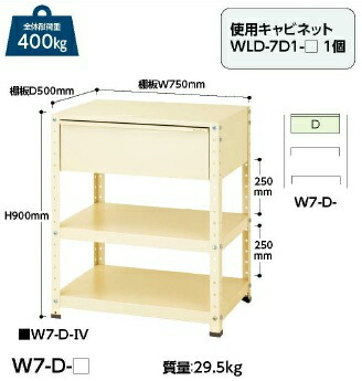【直送品】 山金工業 ワゴン W7-D-IV 【大型】｜道具屋さん店