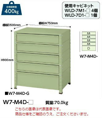 【直送品】 山金工業 ワゴン W7-M4D-IV 【大型】｜道具屋さん店