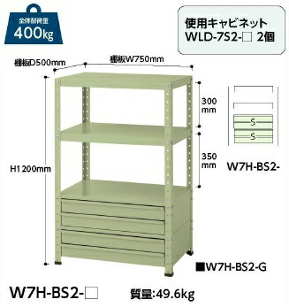 【ポイント5倍】【直送品】 山金工業 ワゴン W7H-BS2-G 【大型】｜道具屋さん店
