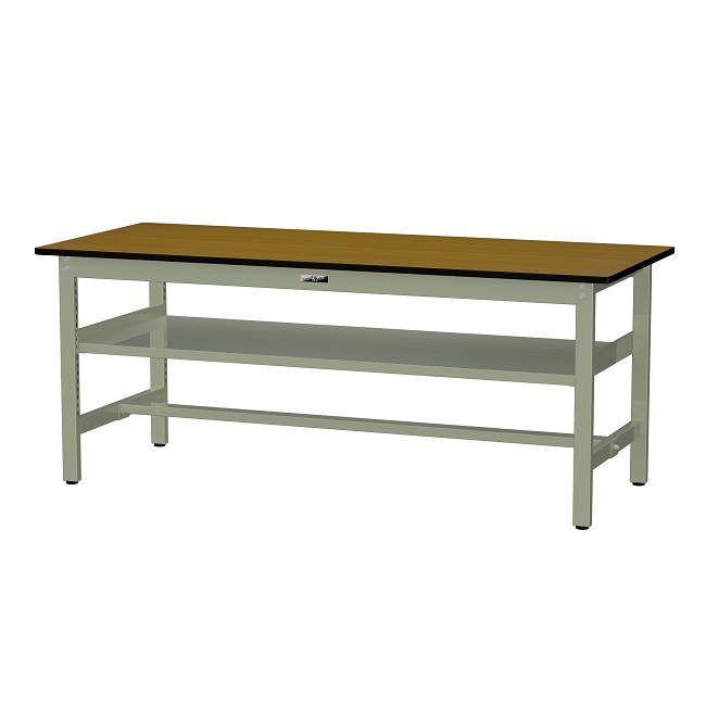 【直送品】 山金工業 ワークテーブル500シリーズ 固定式 中間全面棚板付 SJM-1875S2-MG 【大型】