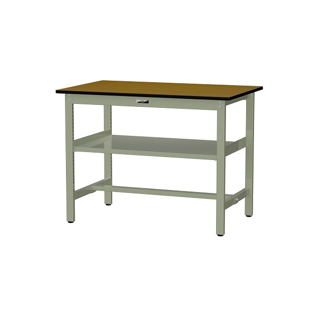 【直送品】 山金工業 ワークテーブル500シリーズ 固定式 中間全面棚板付 SJMH-1275S2-MG 【大型】