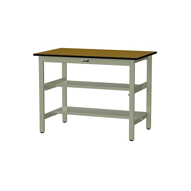 【直送品】 山金工業 ワークテーブル500シリーズ 固定式 中間+足元半面棚板付 SJMH-1275TS1-MG 【大型】