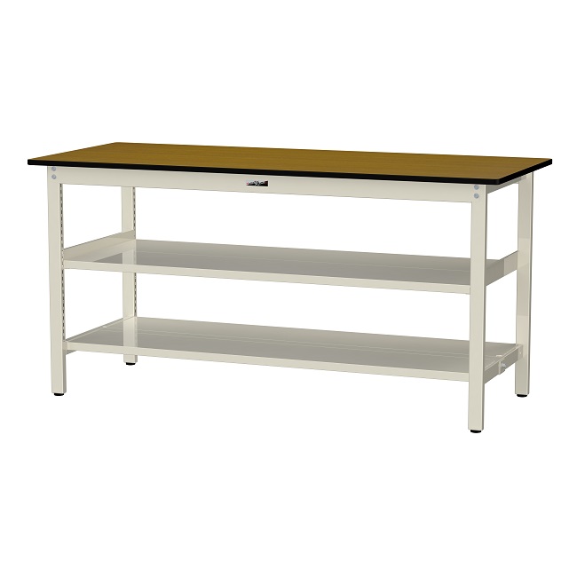 【直送品】 山金工業 ワークテーブル500シリーズ 固定式 中間+足元半面棚板付 SJMH-1875TTS2-MI 【大型】
