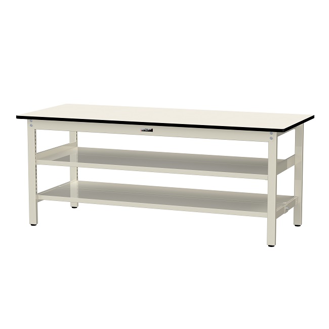 【直送品】 山金工業 ワークテーブル500シリーズ 固定式 中間+足元全面棚板付 SJR-1875TTS2-II 【大型】