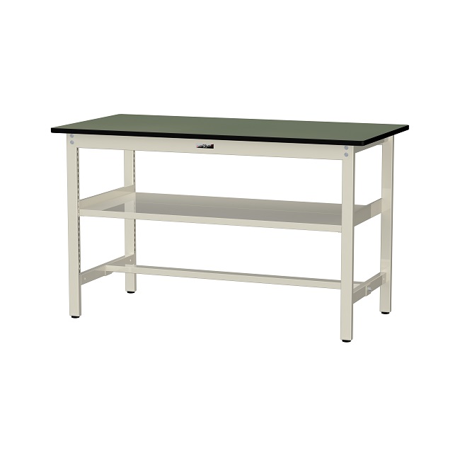 【直送品】 山金工業 ワークテーブル500シリーズ 固定式 中間全面棚板付 SJRH-1575S2-GI 【大型】