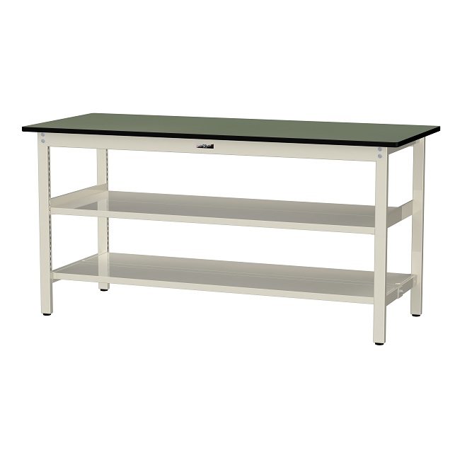 【直送品】 山金工業 ワークテーブル500シリーズ 固定式 中間+足元全面棚板付 SJRH-1875TTS2-GI 【大型】|道具屋さん店