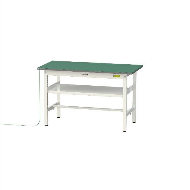 【直送品】 山金工業 ワークテーブル150シリーズ 導電性ゴムマット貼りタイプ 固定式 中間棚板付 SUPE-1260F-WW 【大型】