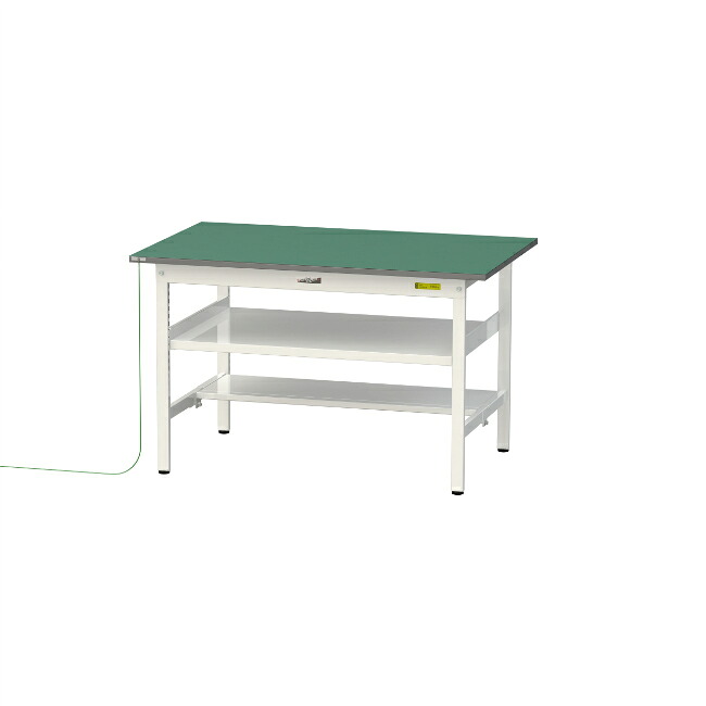 【ポイント10倍】【直送品】 山金工業 ワークテーブル150シリーズ 導電性ゴムマット貼りタイプ 固定式 中間+足元半面棚板付 SUPE-1275TF-WW 【大型】