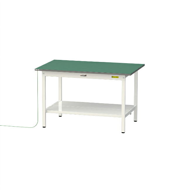 【直送品】 山金工業 ワークテーブル150シリーズ 導電性ゴムマット貼りタイプ 固定式 全面棚板付 SUPE-1275TT-WW 【大型】