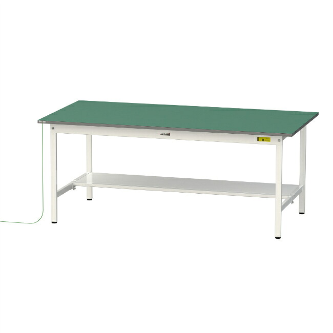 【ポイント10倍】【直送品】 山金工業 ワークテーブル150シリーズ 導電性ゴムマット貼りタイプ 固定式 半面棚板付 SUPE-1875T-WW 【大型】