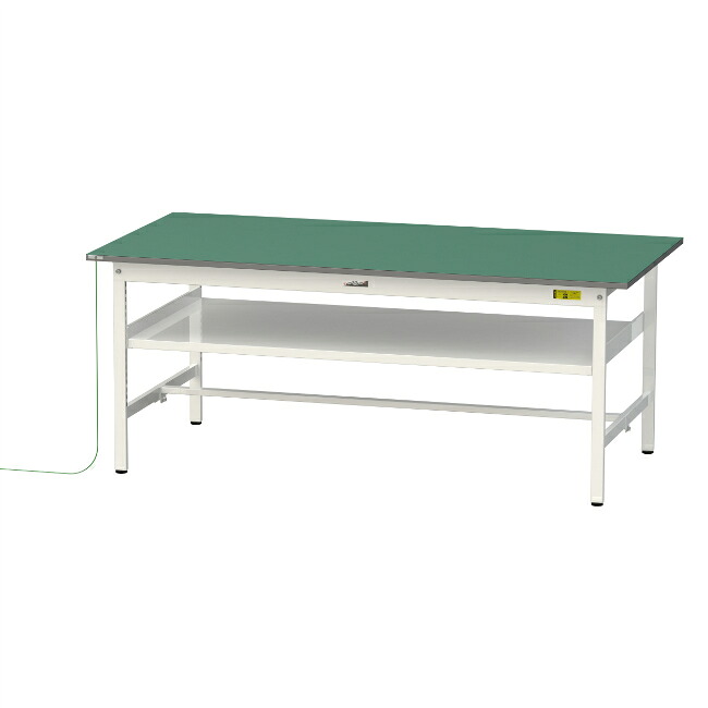 【ポイント5倍】【直送品】 山金工業 ワークテーブル150シリーズ 導電性ゴムマット貼りタイプ 固定式 中間棚板付 SUPE-1890F-WW 【大型】｜道具屋さん店