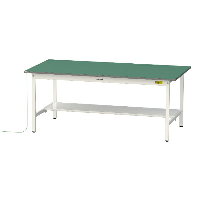 【直送品】 山金工業 ワークテーブル150シリーズ 導電性ゴムマット貼りタイプ 固定式 半面棚板付 SUPE-1890T-WW 【大型】