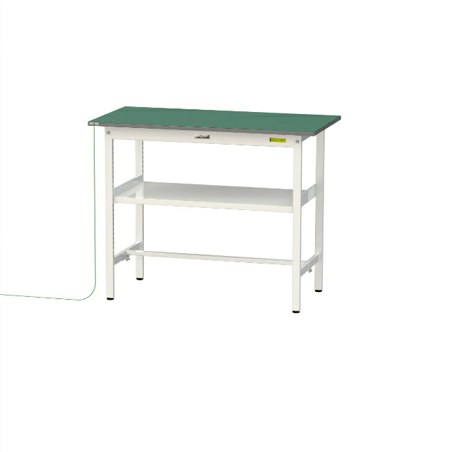 【直送品】 山金工業 ワークテーブル150シリーズ 導電性ゴムマット貼りタイプ 固定式 中間棚板付 SUPEH-1260F-WW 【大型】 34,892円