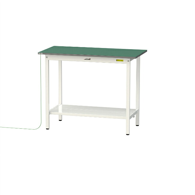 【直送品】 山金工業 ワークテーブル150シリーズ 導電性ゴムマット貼りタイプ 固定式 全面棚板付 SUPEH-1260TT-WW 【大型】|道具屋さん店
