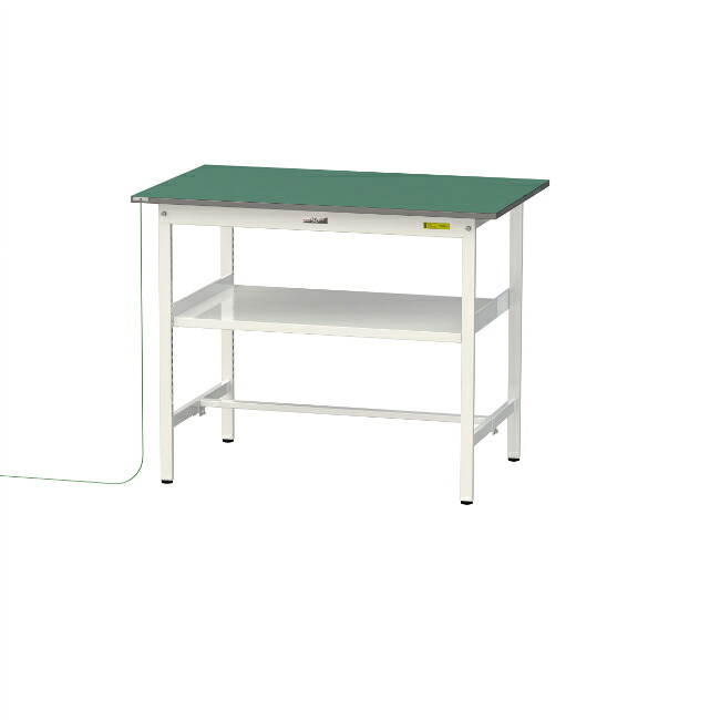 【ポイント5倍】【直送品】 山金工業 ワークテーブル150シリーズ 導電性ゴムマット貼りタイプ 固定式 中間棚板付 SUPEH-1275F-WW 【大型】