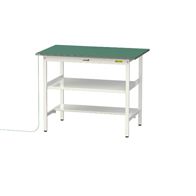 【ポイント10倍】【直送品】 山金工業 ワークテーブル150シリーズ 導電性ゴムマット貼りタイプ 固定式 中間+足元半面棚板付 SUPEH-1275TF-WW 【大型】