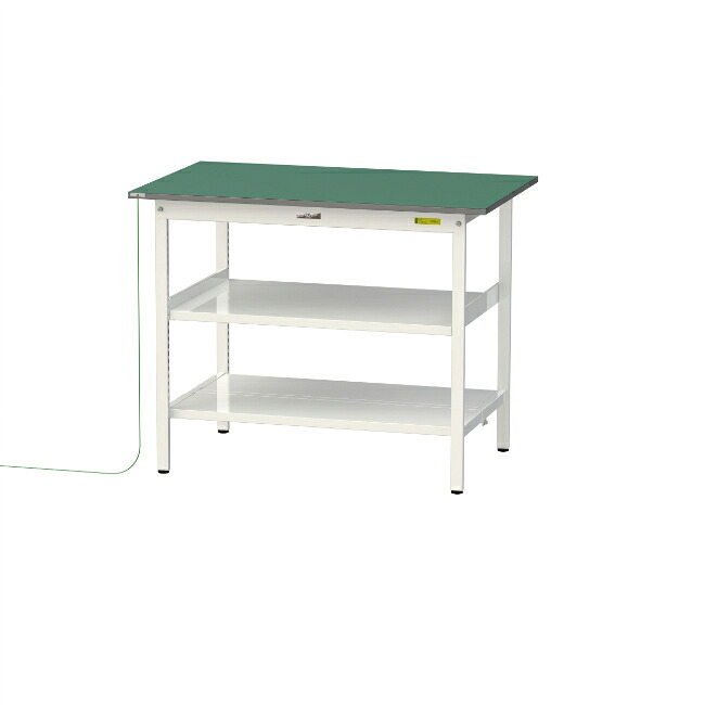 【ポイント5倍】【直送品】 山金工業 ワークテーブル150シリーズ 導電性ゴムマット貼りタイプ 固定式 中間+足元全面棚板付 SUPEH-1275TTF-WW 【大型】