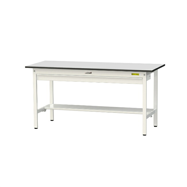 【ポイント10倍】【直送品】 山金工業 ワークテーブル150シリーズ 固定式 ワイド引出し付 半面棚板付 RoHS2指令対応 塩ビシート天板 SUR-1560WT-GYW 【大型】
