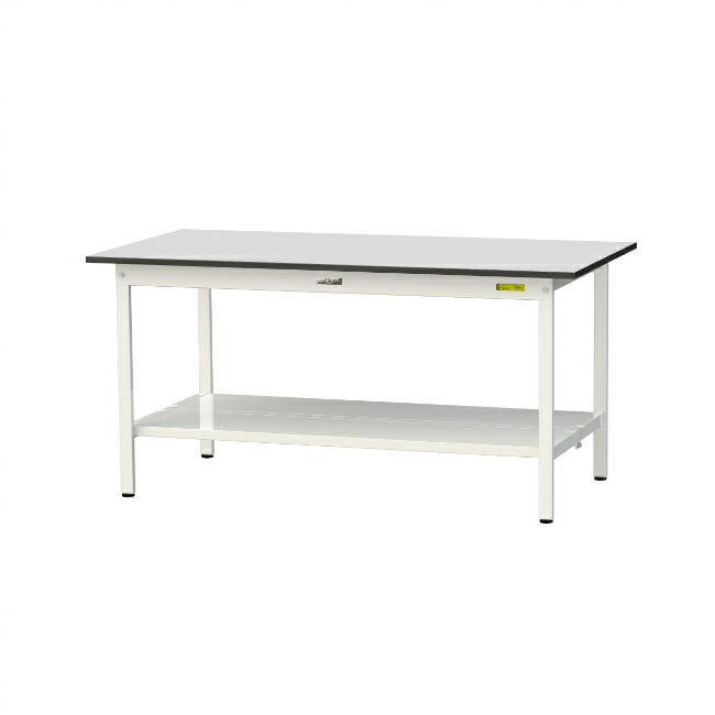 【直送品】 山金工業 ワークテーブル150シリーズ 固定式 全面棚板付 RoHS2指令対応 塩ビシート天板 SUR-1575TT-GYW 【大型】