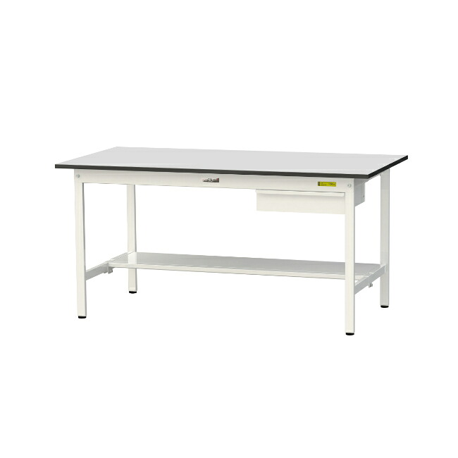 【ポイント10倍】【直送品】 山金工業 ワークテーブル150シリーズ 固定式 キャビネット付 半面棚板付 RoHS2指令対応 塩ビシート天板 SUR-1575UT-GYW 【大型】｜道具屋さん店