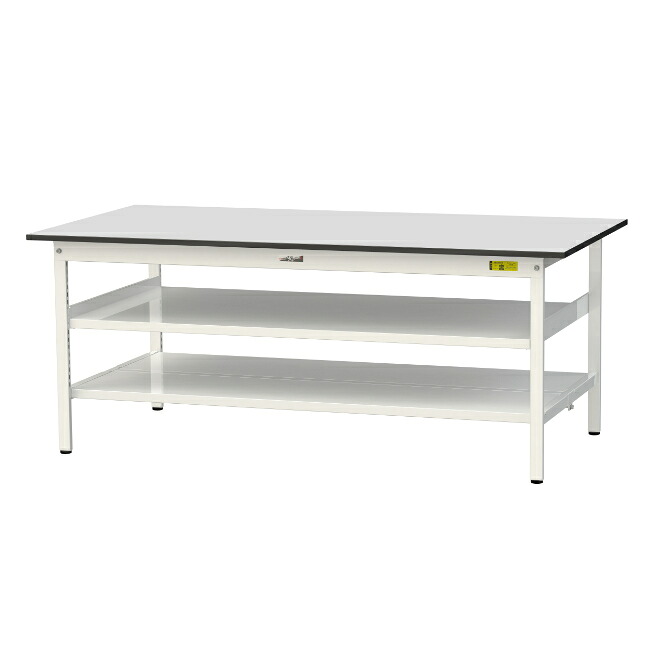 【直送品】 山金工業 ワークテーブル150シリーズ 固定式 中間+足元全面棚板付 RoHS2指令対応 塩ビシート天板 SUR-1890TTF-GYW 【大型】