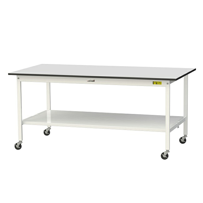 【直送品】 山金工業 ワークテーブル150シリーズ 移動式 全面棚板付 RoHS2指令対応 塩ビシート天板 SURC-1890TT-GYW 【大型】｜道具屋さん店