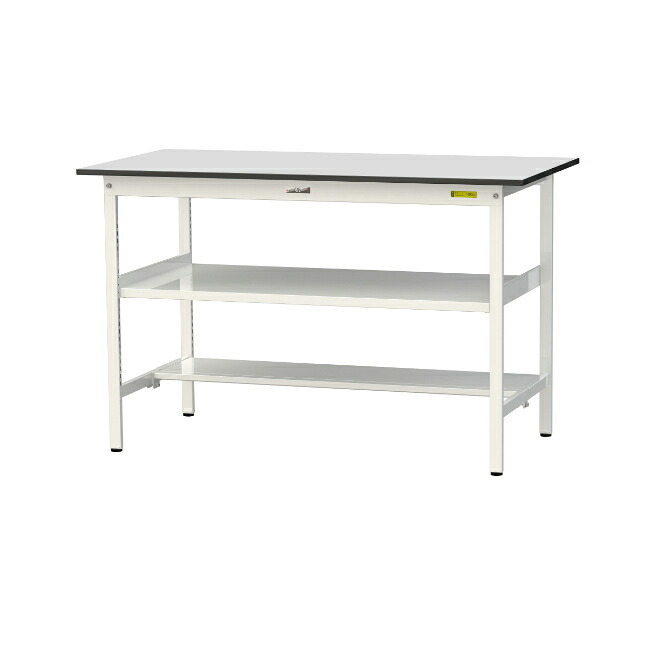 【ポイント5倍】【直送品】 山金工業 ワークテーブル150シリーズ 固定式 中間+足元半面棚板付 RoHS2指令対応 塩ビシート天板 SURH-1575TF-GYW 【大型】