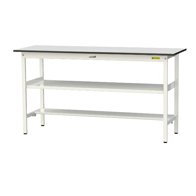 【ポイント5倍】【直送品】 山金工業 ワークテーブル150シリーズ 固定式 中間+足元半面棚板付 RoHS2指令対応 塩ビシート天板 SURH-1860TF-GYW 【大型】｜道具屋さん店