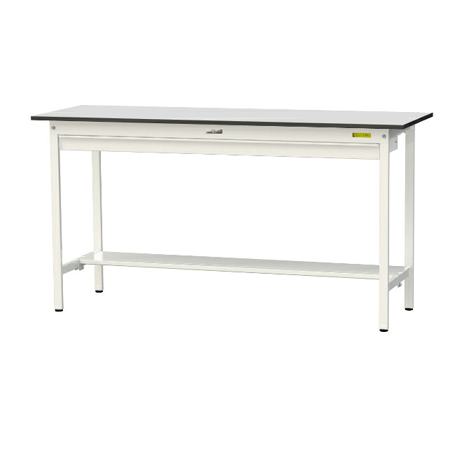 【ポイント10倍】【直送品】 山金工業 ワークテーブル150シリーズ 固定式 ワイド引出し付 半面棚板付 RoHS2指令対応 塩ビシート天板 SURH-1860WT-GYW 【大型】