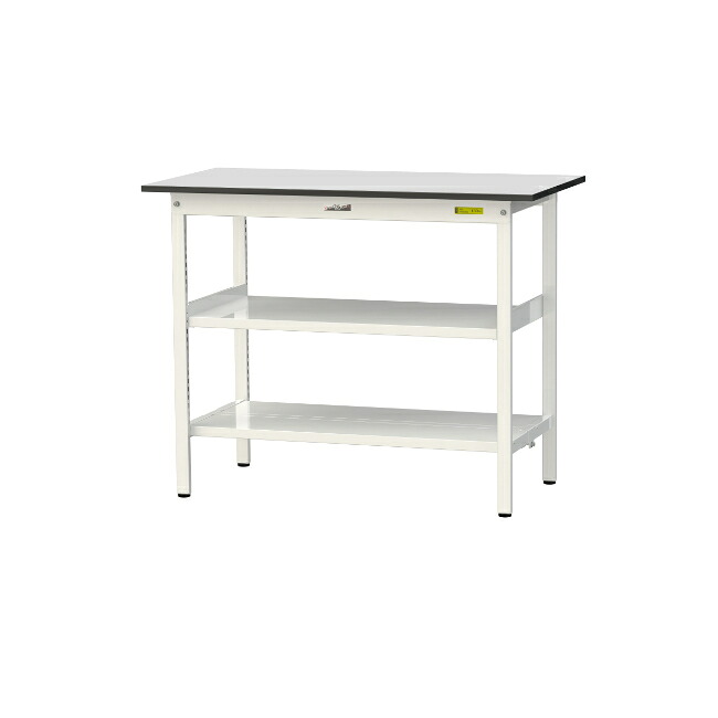 【直送品】 山金工業 ワークテーブル150シリーズ 固定式 中間+足元全面棚板付 RoHS2指令対応 塩ビシート天板 SURH-1260TTF-GYW 【大型】