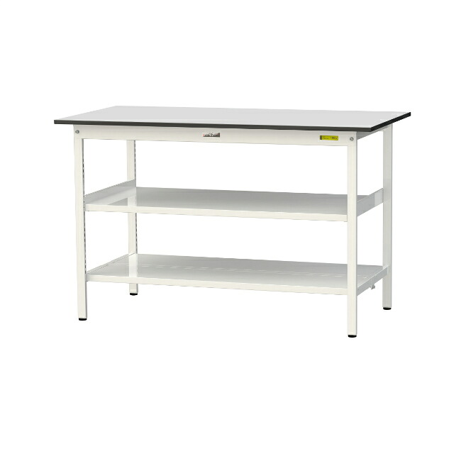 【直送品】 山金工業 ワークテーブル150シリーズ 固定式 中間+足元全面棚板付 RoHS2指令対応 塩ビシート天板 SURH-1575TTF-GYW 【大型】