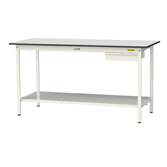 【直送品】 山金工業 ワークテーブル150シリーズ 固定式 キャビネット付 全面棚板付 RoHS2指令対応 塩ビシート天板 SURH-1875UTT-GYW 【大型】