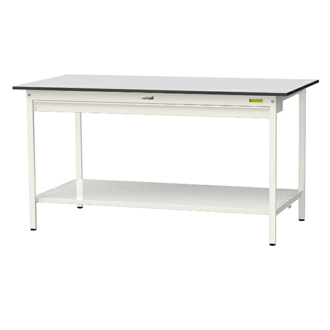 【直送品】 山金工業 ワークテーブル150シリーズ 固定式 ワイド引出し付 全面棚板付 RoHS2指令対応 塩ビシート天板 SURH-1890WTT-GYW 【大型】|道具屋さん店