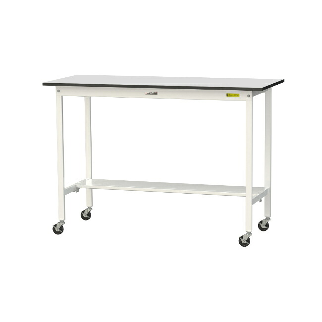 【直送品】 山金工業 ワークテーブル150シリーズ 移動式 半面棚板付 RoHS2指令対応 塩ビシート天板 SURHC-1560T-GYW 【大型】｜道具屋さん店