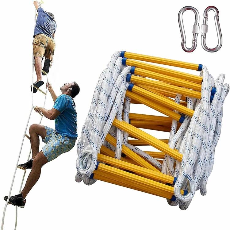 避難はしご 縄はしご 家庭用樹脂製はしご 逃げはしご 救難ロープ 消防はしご ロープラダー 柔らかい 滑り止め摩耗高高度作業工程はしご 装着簡単 安全くん エスケープ 災害 救難 救援 逃げなど緊急対応に 緊急対応 収納簡単 カラビナ付き 送料無料｜M5店