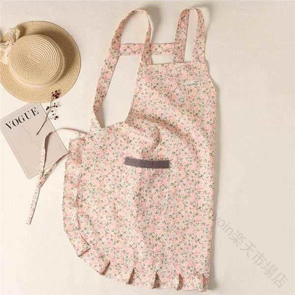 エプロン 女性用 フレンチ カントリー 小花柄 夏用 薄手 通気性 防汚 ウエスト タイプ 軽量 かわいい オフィス 作業 普段使い
