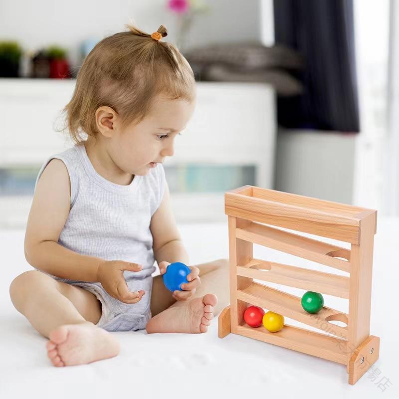 木製 玩具 知育 玩具 モンテッソーリ 教具 木製 ボール レール トラック ビー玉 転がし 子供 用 掴む 握る トレーニング 1歳 2歳 3歳 4歳 5歳 6歳 視覚 追跡 おもちゃ