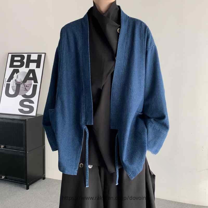 羽織 り メンズ レトロ ジーンズ 衣嚢 シュロの葉 御召しもの 綿 綿織物 長袖 烏兎 アウトドア 座標 トップス 分かりやすい