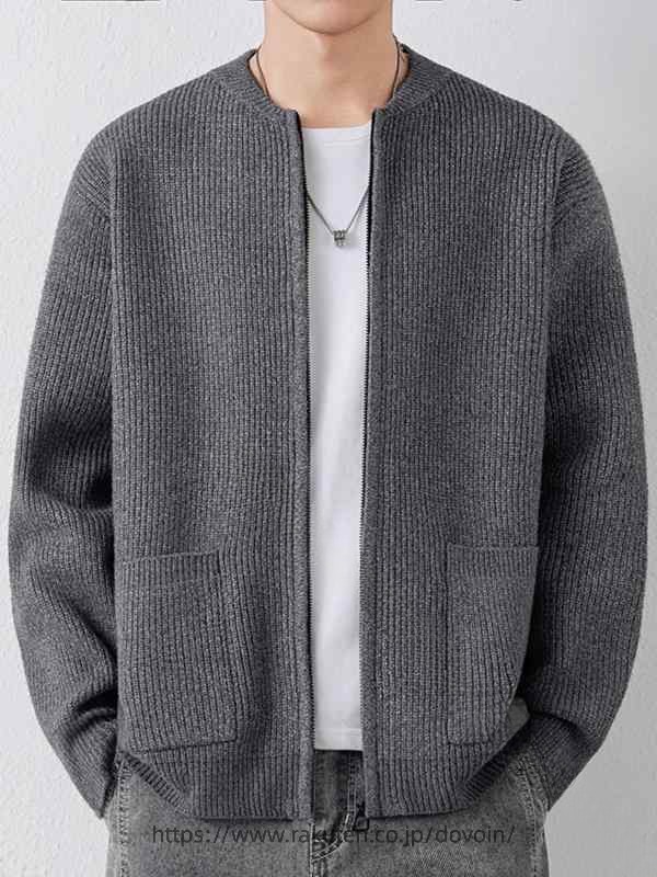 メンズ 流行り物 服 成人男性用 成人男性服 編み物 ジレー ジップアップ 野球色つや スウェーター 上衣 分かりやすい 好いたらしい 心地好い オシャレ 成年者 かっこいい 表どおり