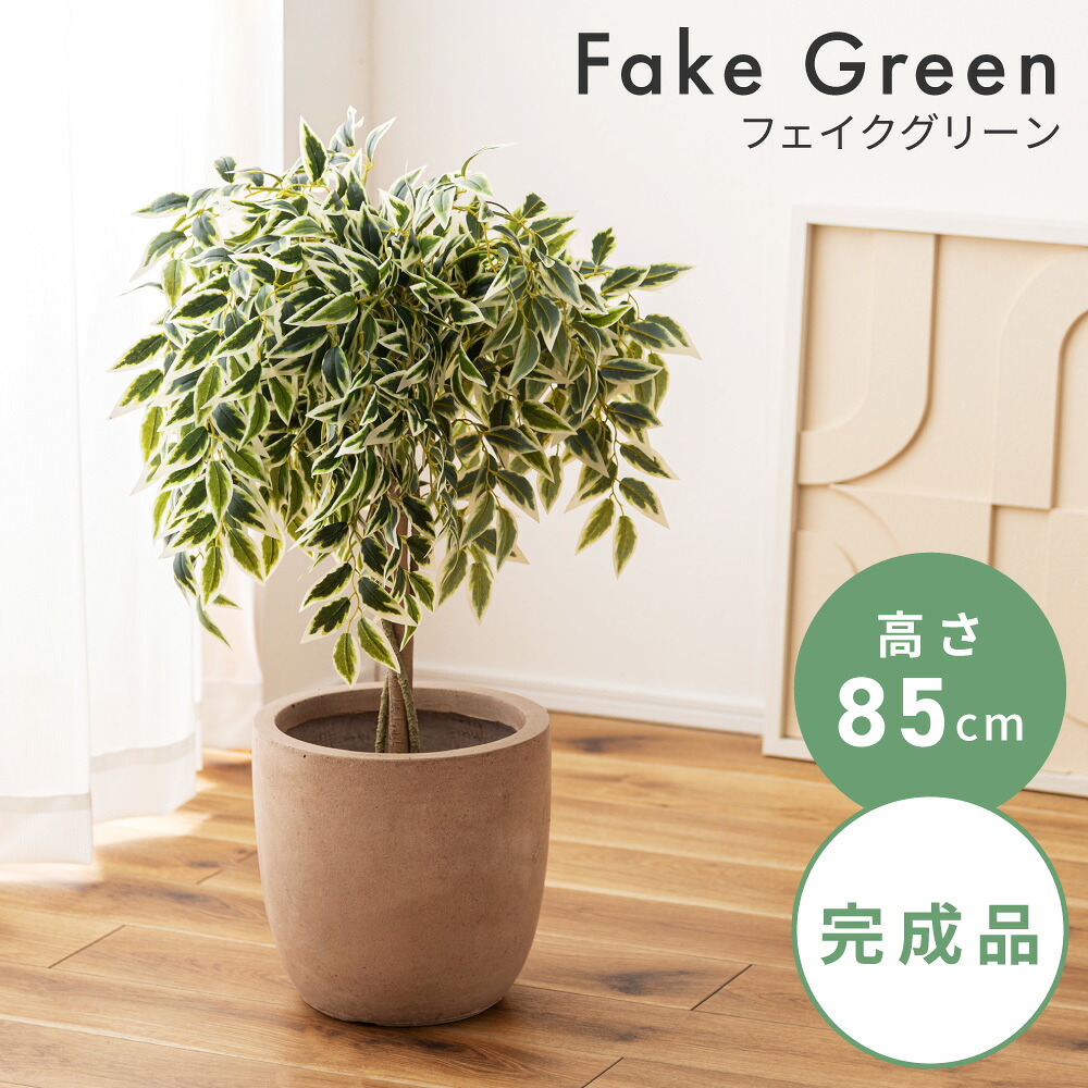 [お買い物マラソン！] フェイクグリーン ベンジャミン グリーン 人工観葉 観葉植物 インテリア リーフ 癒し 植物 お手入れ簡単 完成品 単品販売 カフェ おしゃれ シンプル｜パレットライフ