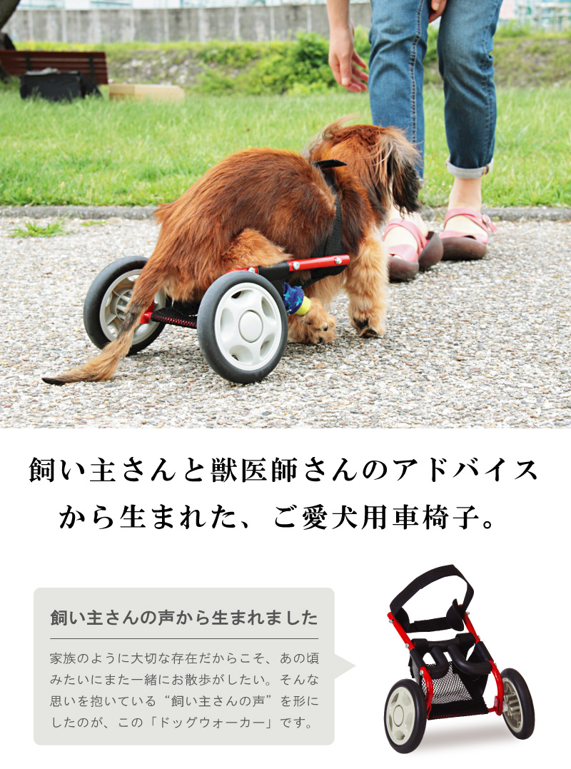 Ｍ.ダックス4輪歩行器!リハビリ!食事補助!犬の歩行器!介護用!犬用